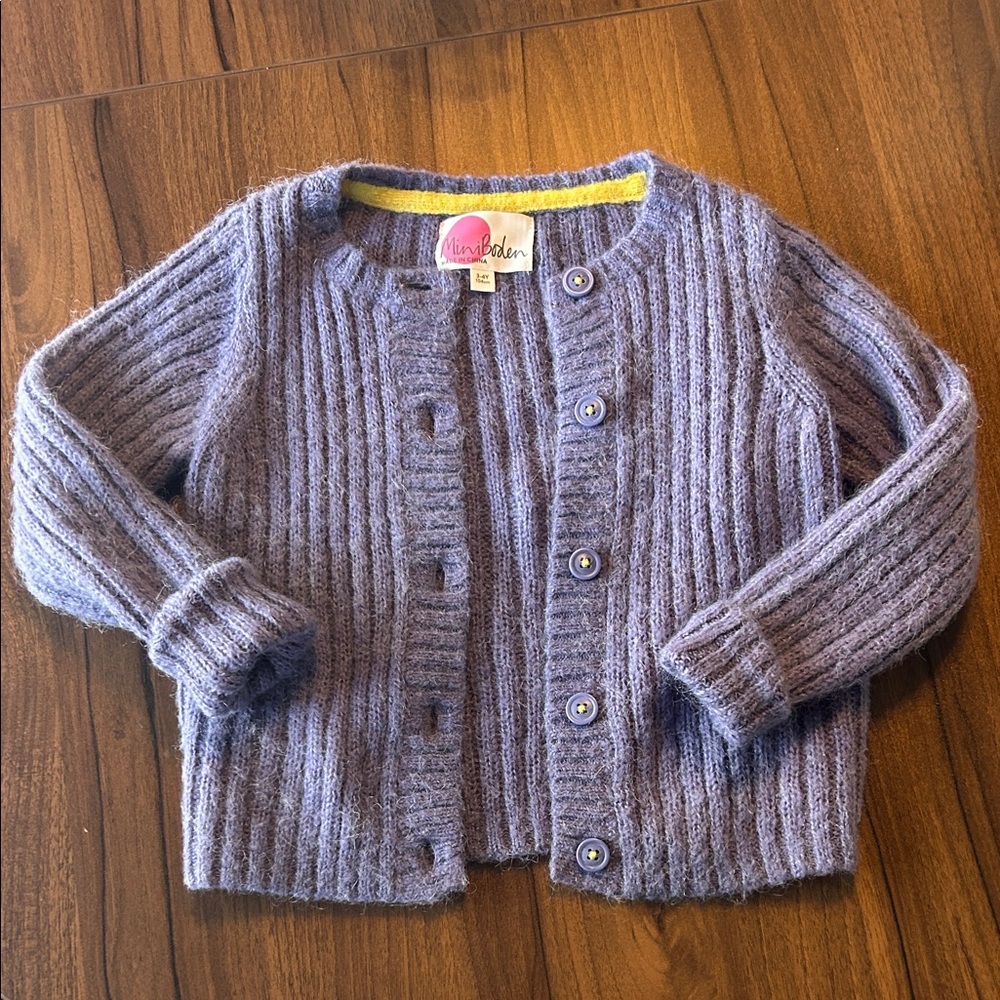 Mini Boden Lavender Knit Cardigan‎ 3t 4t kids